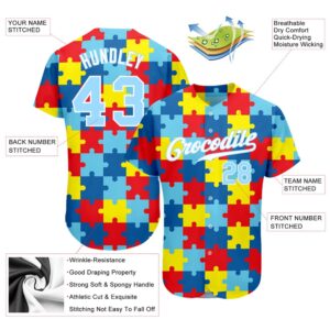 Autism Awareness Puzzle Pieces Light Blue White 3D Authentic Baseball Jersey Custom Baseball Jersey Personalized Sport Jersey 2 s8skjo.jpg