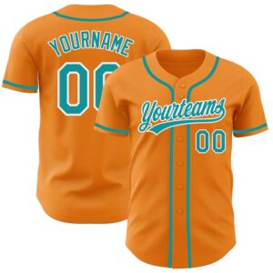 Bay Orange Teal-White Authentic Baseball Jersey, Custom&hellip;