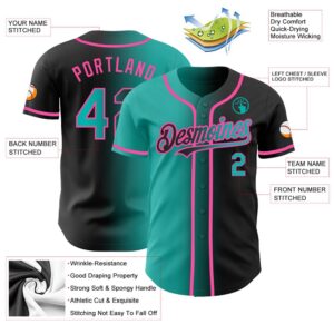 Black Aqua-Pink Authentic Gradient Fashion Baseball Jersey,&hellip;