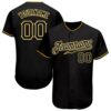 Black Black-Gold 3D Pattern Design Tropical Palm Leaves Authentic Baseball Jersey, Custom Baseball Jersey, Personalized Sport Jersey