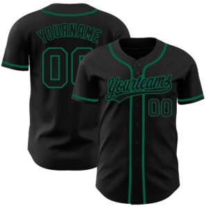 Black Black-Kelly Green Authentic Baseball Jersey, Custom&hellip;