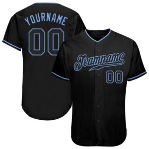 Black Black-Light Blue Authentic Baseball Jersey, Custom&hellip;