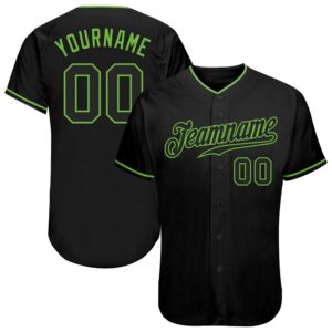 Black Black-Neon Green Authentic Baseball Jersey, Custom&hellip;