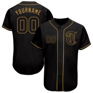 Black Black-Old Gold Authentic Baseball Jersey, Custom&hellip;