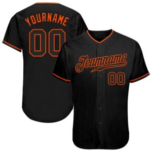 Black Black-Orange Authentic Baseball Jersey, Custom Baseball&hellip;