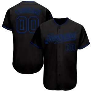 Black Black-Royal Authentic Baseball Jersey, Custom Baseball&hellip;