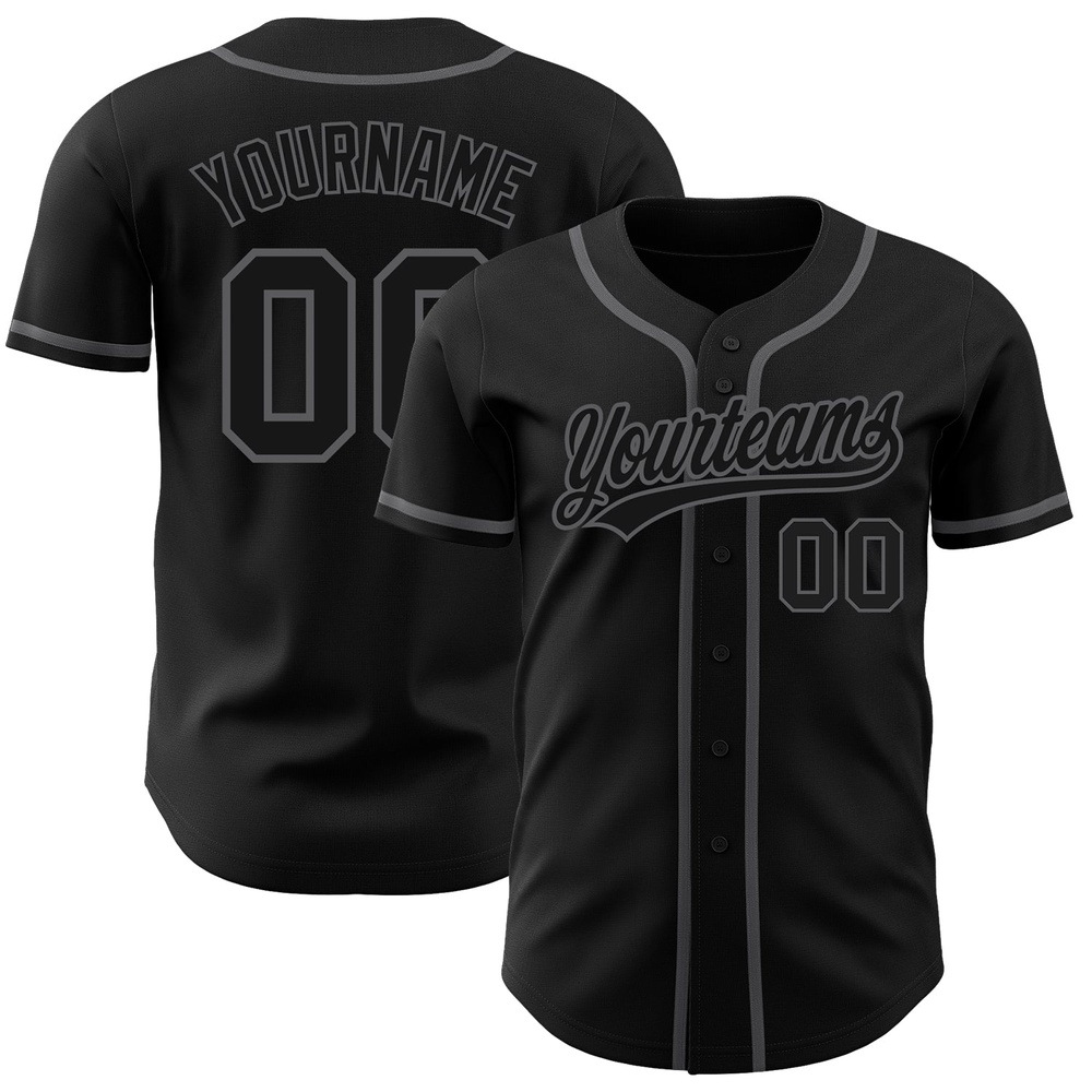 Black Black-Steel Gray Authentic Baseball Jersey, Custom Baseball Jersey, Personalized Sport Jersey