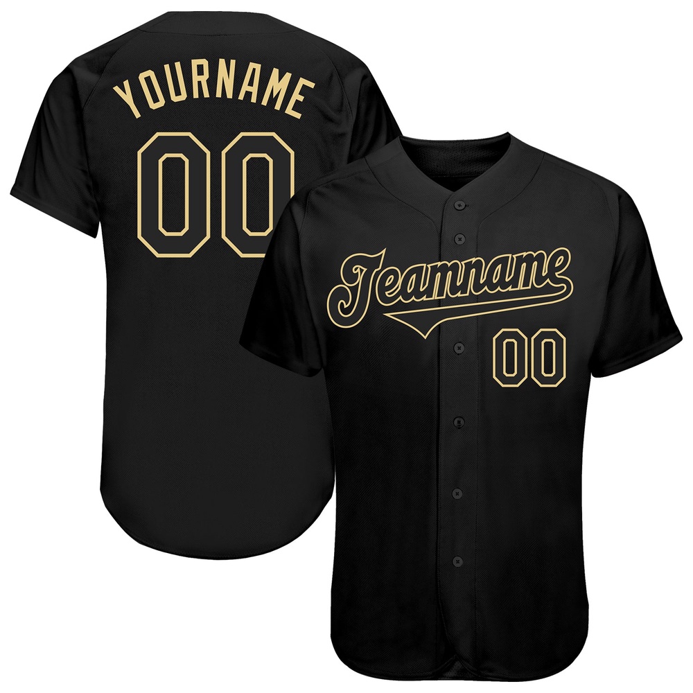 Black Black-Vegas Gold Authentic Baseball Jersey, Custom Baseball Jersey, Personalized Sport Jersey