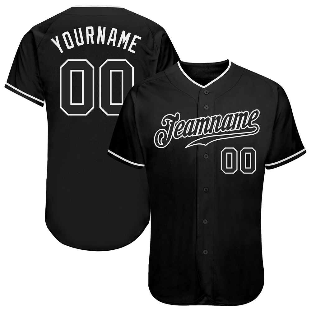 Black Black-White Authentic Baseball Jersey, Custom Baseball Jersey, Personalized Sport Jersey