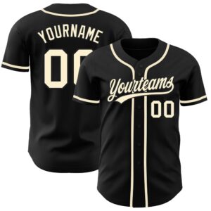 Black Cream Authentic Baseball Jersey, Custom Baseball&hellip;