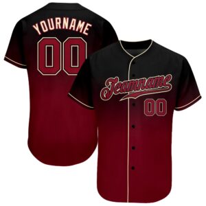 Black Crimson-Cream Authentic Fade Fashion Baseball Jersey,&hellip;