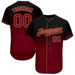 Black Crimson-Old Gold Authentic Fade Fashion Baseball&hellip;