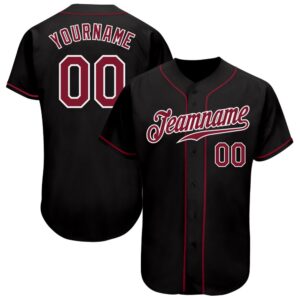 Black Crimson-White Authentic Baseball Jersey, Custom Baseball&hellip;