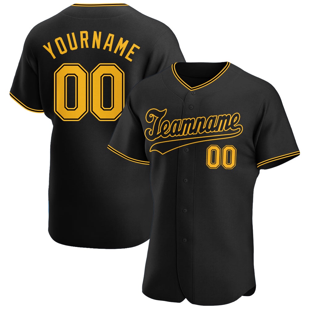 Black Gold-Black Authentic Baseball Jersey, Custom Baseball Jersey, Personalized Sport Jersey