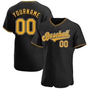 Black Gold-White Authentic Baseball Jersey, Custom Baseball&hellip;