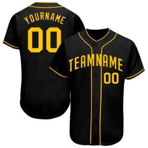 Black Gold Authentic Baseball Jersey, Custom Baseball&hellip;