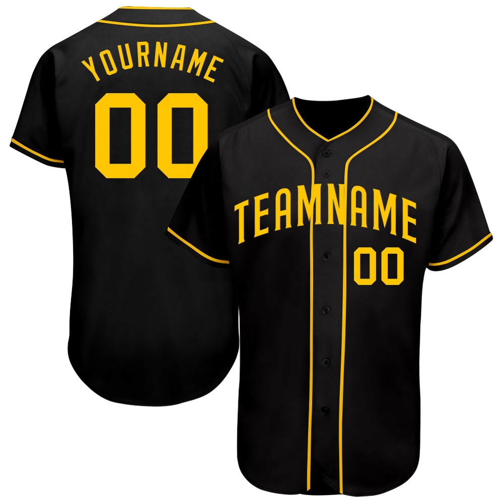 Black Gold Authentic Baseball Jersey, Custom Baseball Jersey, Personalized Sport Jersey