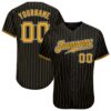 Black Gold Pinstripe Purple-Gold Authentic Baseball Jersey, Custom Baseball Jersey, Personalized Sport Jersey Black Gold Pinstripe Purple-Gold Authentic Baseball Jersey, Custom Baseball Jersey, Personalized Sport Jersey
