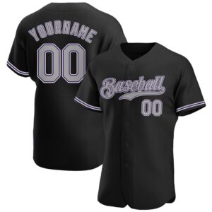 Black Gray-Purple Authentic Baseball Jersey, Custom Baseball&hellip;