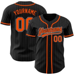 Black Gray Pinstripe Orange Authentic Baseball Jersey,&hellip;