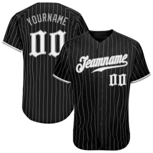 Black Gray Pinstripe White-Gray Authentic Baseball Jersey,&hellip;
