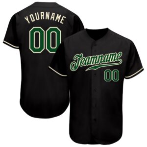 Black Green-Cream Authentic Baseball Jersey, Custom Baseball&hellip;