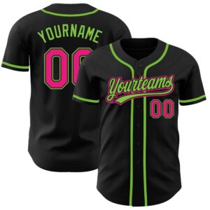 Black Hot Pink-Neon Green Authentic Baseball Jersey,&hellip;