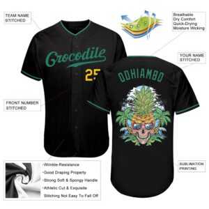 Black Kelly Green Gold Authentic Skull Pineapple Head Baseball Jersey Custom Baseball Jersey Personalized Sport Jersey 2 orijrf.jpg