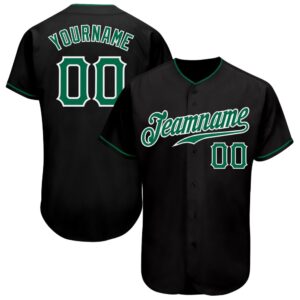 Black Kelly Green-White Authentic Baseball Jersey, Custom&hellip;