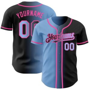 Black Light Blue-Pink Authentic Gradient Fashion Baseball&hellip;