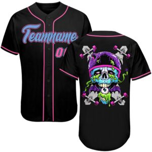 Black Light Blue-Pink Authentic Skull Fashion Baseball&hellip;