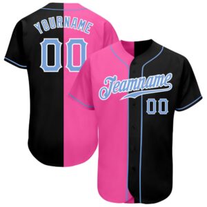 Black Light Blue-Pink Authentic Split Fashion Baseball&hellip;