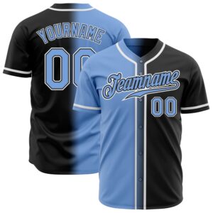 Black Light Blue-White Authentic Gradient Fashion Baseball&hellip;