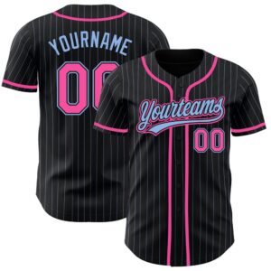 Black Light Blue Pinstripe Pink Authentic Baseball&hellip;