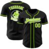 Black Neon Green-White 3D Pattern Design Authentic Baseball Jersey, Custom Baseball Jersey, Personalized Sport Jersey