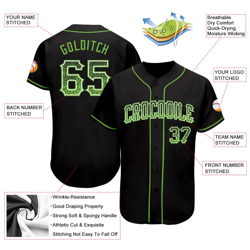 Black Neon Green-White Authentic Drift Fashion Baseball Jersey, Custom Baseball Jersey, Personalized Sport Jersey Black Neon Green-White Authentic Drift Fashion Baseball Jersey, Custom Baseball Jersey, Personalized Sport Jersey