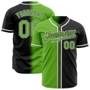 Black Neon Green-White Authentic Gradient Fashion Baseball&hellip;