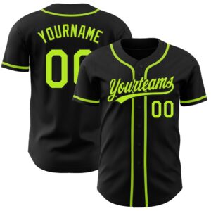 Black Neon Green Authentic Baseball Jersey, Custom&hellip;