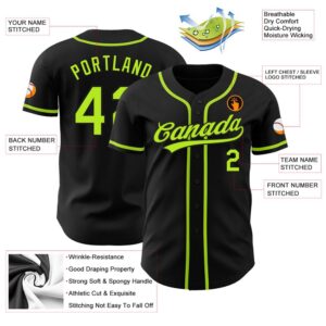 Black Neon Green Authentic Baseball Jersey, Custom&hellip;
