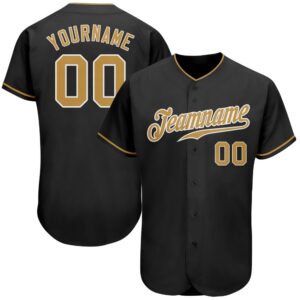 Black Old Gold-White Authentic Baseball Jersey, Custom&hellip;