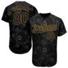 Black Old Gold 3D Pattern Design Bowling Authentic Baseball Jersey, Custom Baseball Jersey, Personalized Sport Jersey