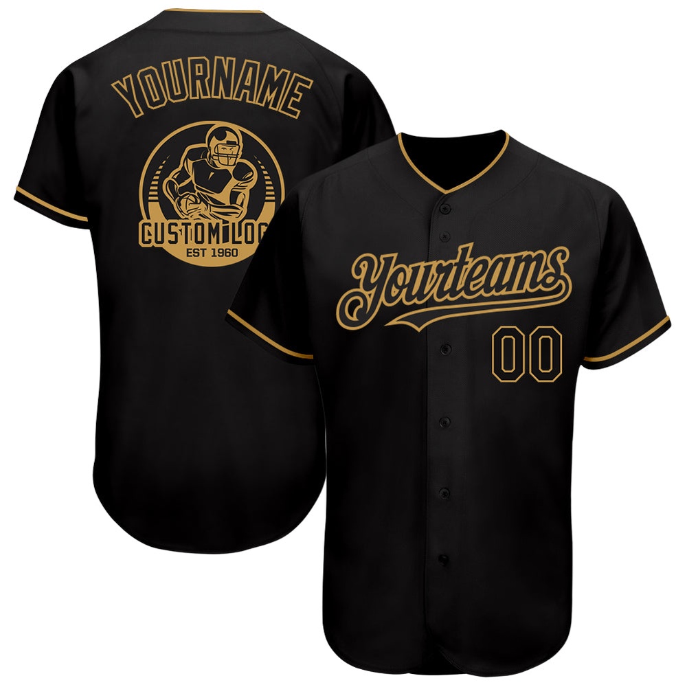Black Old Gold Authentic Baseball Jersey, Custom Baseball Jersey, Personalized Sport Jersey