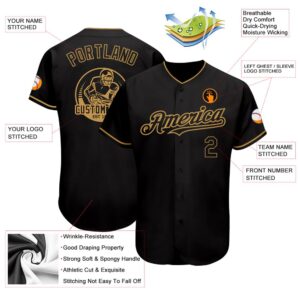 Black Old Gold Authentic Baseball Jersey, Custom&hellip;