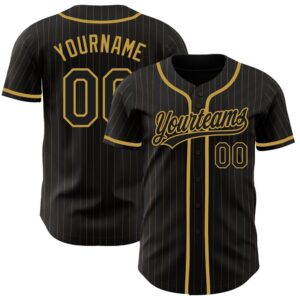 Black Old Gold Pinstripe Black Authentic Baseball&hellip;