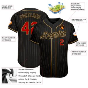 Black Old Gold Pinstripe Red-Old Gold Authentic&hellip;