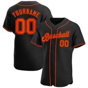 Black Orange-Black Authentic Baseball Jersey, Custom Baseball&hellip;