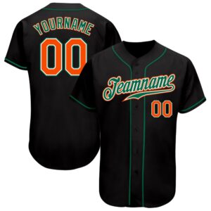 Black Orange-Kelly Green Authentic Baseball Jersey, Custom&hellip;
