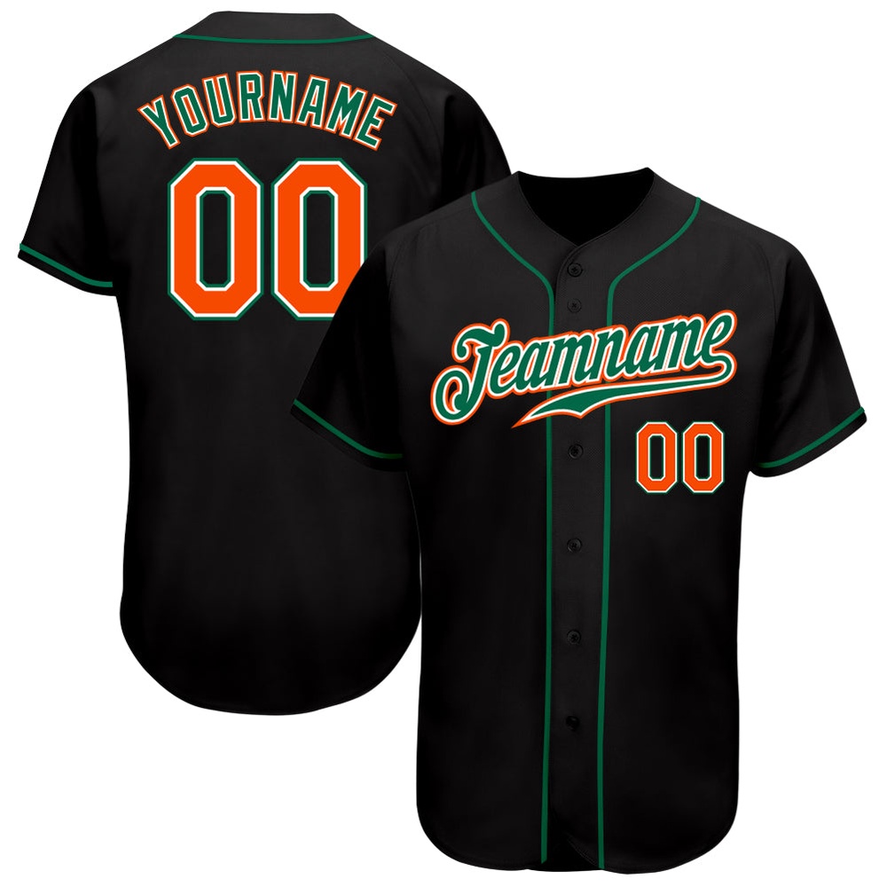 Black Orange-Kelly Green Authentic Baseball Jersey, Custom Baseball Jersey, Personalized Sport Jersey Black Orange-Kelly Green Authentic Baseball Jersey, Custom Baseball Jersey, Personalized Sport Jersey