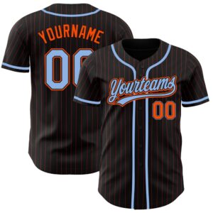 Black Orange Pinstripe Light Blue Authentic Baseball&hellip;
