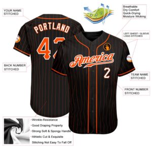 Black Orange Pinstripe Orange-White Authentic Baseball Jersey,&hellip;